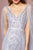 Elizabeth K - GL2699 Embellished V-neck Tulle A-line Dress In Silver