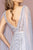 Elizabeth K - GL2699 Embellished V-neck Tulle A-line Dress In Silver