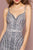 Elizabeth K - GL2700 Embellished Plunging V-neck Trumpet Dress In Silver and Gray