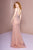 Elizabeth K - GL2701 Embellished Deep V-neck Trumpet Dress In Purple