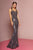 Elizabeth K - GL2702 Sequined Halter Trumpet Dress In Gray
