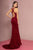 Elizabeth K - GL2704 Glitter Crepe Deep V-neck Trumpet Dress In Red