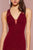 Elizabeth K - GL2704 Glitter Crepe Deep V-neck Trumpet Dress In Red