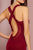 Elizabeth K - GL2704 Glitter Crepe Deep V-neck Trumpet Dress In Red