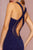 Elizabeth K - GL2704 Glitter Crepe Deep V-neck Trumpet Dress In Blue