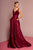 Elizabeth K - GL2705 Embellished Deep V-neck Satin A-line Dress In Red