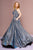 Elizabeth K - GL2707 Glitter Crepe Halter A-line Gown In Blue and Silver