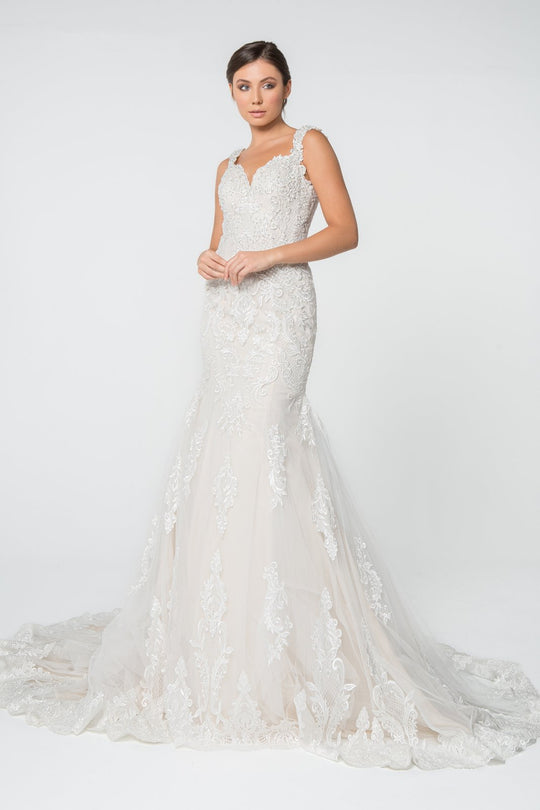 Elizabeth K - GL2819 Lace Sweetheart Mermaid Gown With Train In White and Neutral