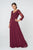 Elizabeth K - GL2825 Embellished V-neck Chiffon A-line Dress In Red