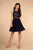 Elizabeth K - GS1610 Embroidered Pleated A-Line Cocktail Dress In Blue