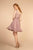 Elizabeth K - GS1612 Embroidered Pleated Waist Cocktail Dress In Purple