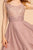 Elizabeth K - GS1612 Embroidered Pleated Waist Cocktail Dress In Purple