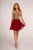 Elizabeth K - GS1615 Gilt-Embroidered High Halter Chiffon Dress In Red