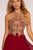 Elizabeth K - GS1615 Gilt-Embroidered High Halter Chiffon Dress In Red