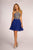 Elizabeth K - GS1615 Gilt-Embroidered High Halter Chiffon Dress In Blue
