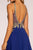 Elizabeth K - GS1615 Gilt-Embroidered High Halter Chiffon Dress In Blue