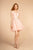 Elizabeth K - GS1617 Deep V-neck Floral Applique Chiffon A-line Dress in Pink