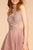 Elizabeth K - GS1619 Sleeveless Embroidered Vneck Chiffon A-line Dress in Pink