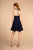 Elizabeth K - GS1621 Illusion Halter Jewel Ornate A-Line Dress In Blue