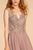 Elizabeth K - GS1622 Embroidered V-neck Chiffon A-line Dress In Purple