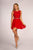 Elizabeth K - GS1623 Jeweled Lace Chiffon A-line Dress In Red