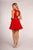 Elizabeth K - GS1623 Jeweled Lace Chiffon A-line Dress In Red