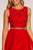 Elizabeth K - GS1623 Jeweled Lace Chiffon A-line Dress In Red