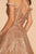 Elizabeth K - GS1626 Off-Shoulder Glitter A-Line Cocktail Dress In Pink and Gold