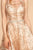 Elizabeth K - GS1628 Glitter V-Neck A-Line Cocktail Dress In Pink and Gold