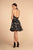 Elizabeth K - GS1629 Printed Halter V-neck Embellished A-line Dress In Black