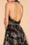 Elizabeth K - GS1629 Printed Halter V-neck Embellished A-line Dress In Black
