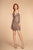 Elizabeth K - GS1634 Plunging V-Neck Glitter Print Cocktail Dress In Blue