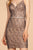 Elizabeth K - GS1634 Plunging V-Neck Glitter Print Cocktail Dress In Blue