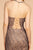 Elizabeth K - GS1634 Plunging V-Neck Glitter Print Cocktail Dress In Blue