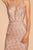 Elizabeth K - GS1634 Plunging V-Neck Glitter Print Cocktail Dress In Pink and Gold