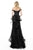 Jovani - 2308 Off-Shoulder Stretch Glitter A-line Gown In Black