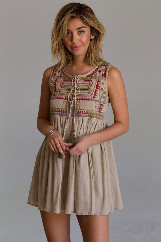 RAGA - OPOLE BABYDOLL DRESS IN BROWN