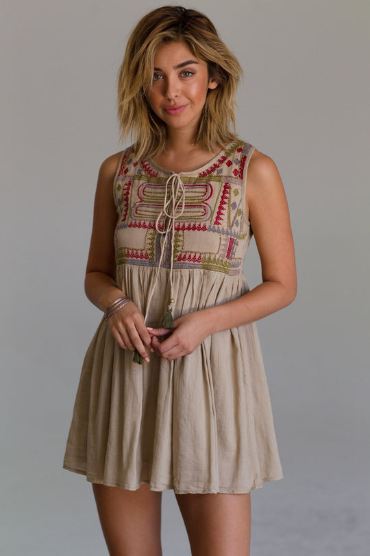 RAGA - OPOLE BABYDOLL DRESS IN BROWN