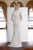 Janique - BSH-001 Bead-Draped Long Sleeve Sheath Gown In White
