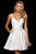 Sherri Hill - 52983 Plunging V-neck Brocade Short A-line Dress In White