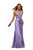 Blush - One Shoulder Pleated Long Dress 9572 in Purple