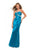 Blush - One Shoulder Pleated Long Dress 9572 in Blue