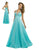 Blush - Embellished V Neck Long Dress 9777 in Blue