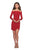 La Femme - 28182 Long Sleeve Off-shoulder Jersey Sheath Dress In Red