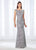 Cameron Blake - 118687 Bateau Neck Lace Fitted Gown In Silver
