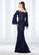 Cameron Blake - 118688 Long Bell Sleeves Off-Shoulder Gown In Blue