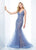 Social Occasions by Mon Cheri - 118885 Deep V-Neck Mermaid Gown In Blue and Neutral