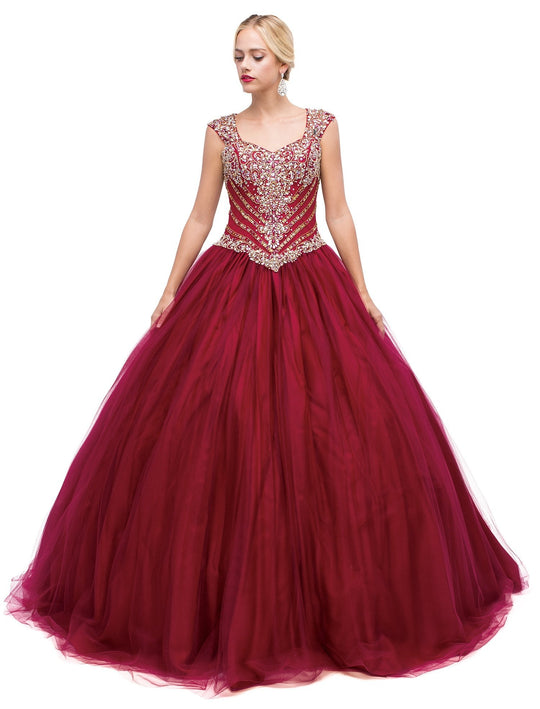 Dancing Queen - 1168 Sequined Semi-sweetheart Long Gown