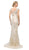 Cinderella Divine - 8983 Beaded Bateau Cap Sleeve Trumpet Dress In Neutral
