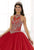 Quinceanera Collection - 26881 Gold Appliqued High Neck Ballgown in Red and Gold